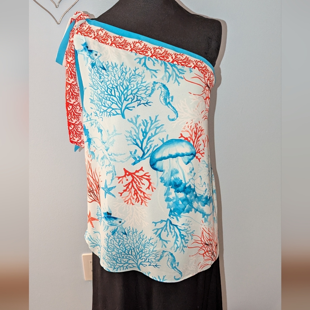 WHBM Orange & Blue Coastal Tank/Blouse (L)